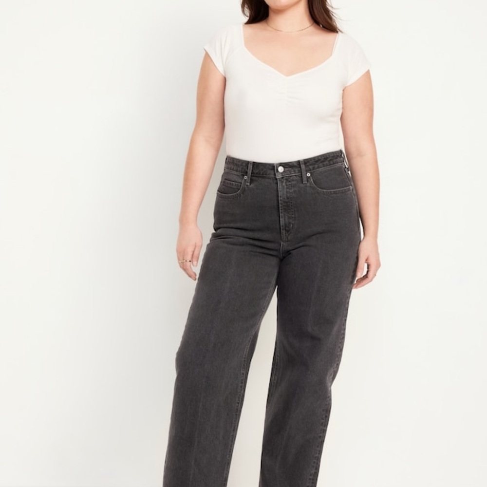 Old Navy High-Rise Straight Jeans in Charcoal plus size 26